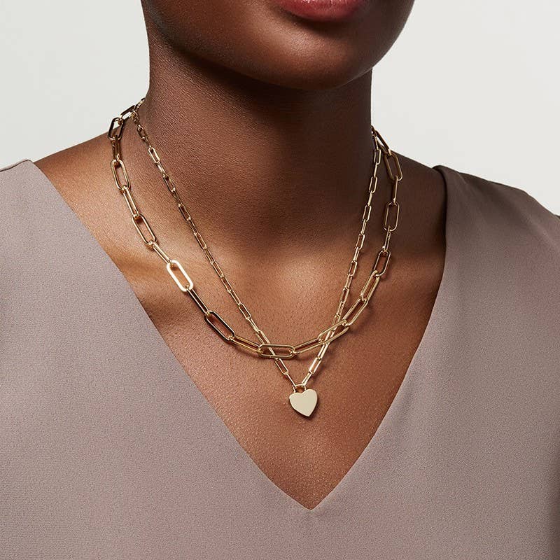 Love You More Layered Heart Necklace