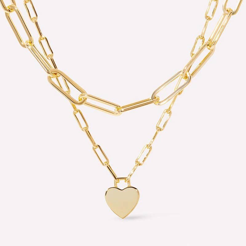 Love You More Layered Heart Necklace