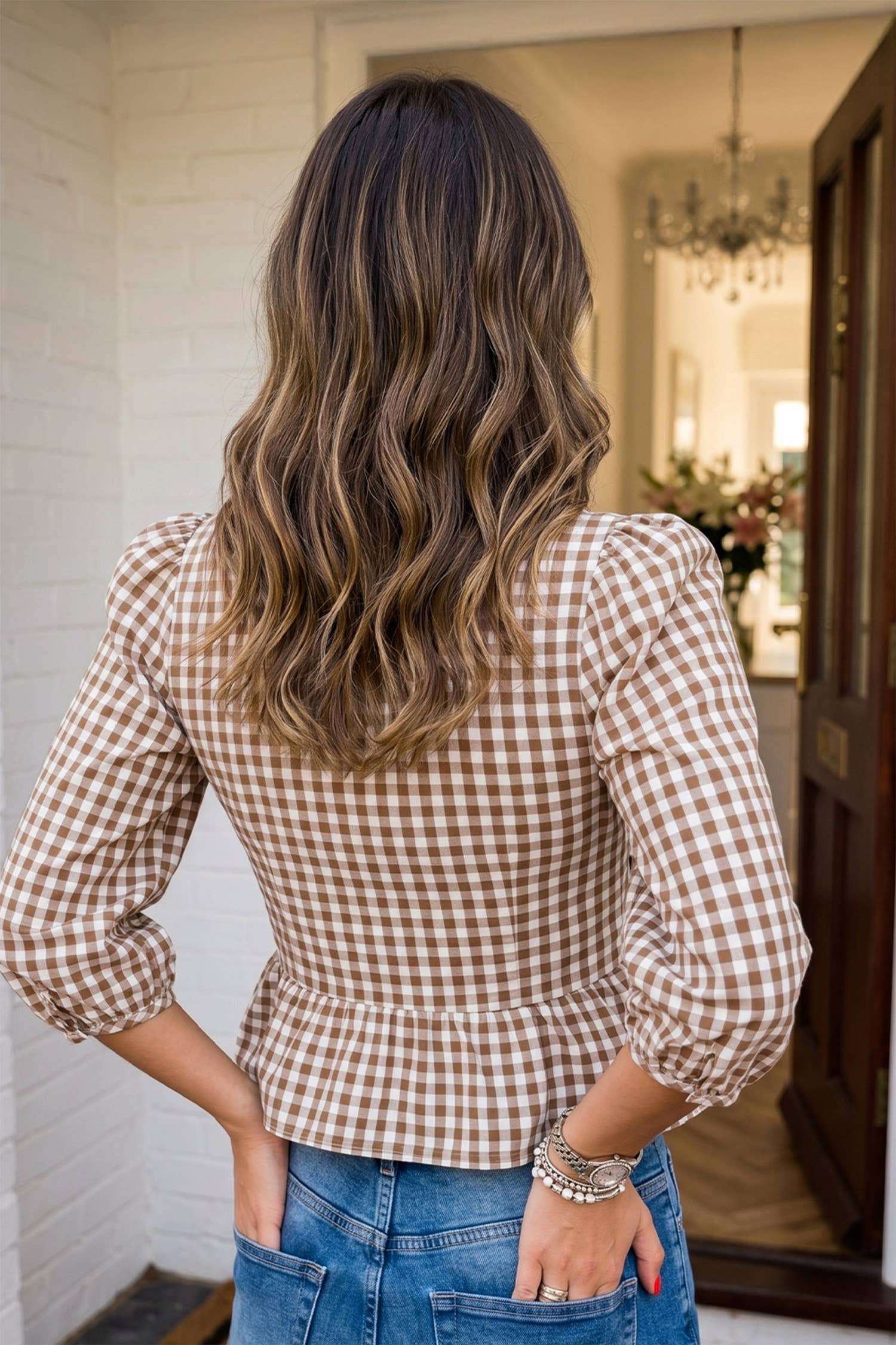 Gingham & Grace Peplum Top