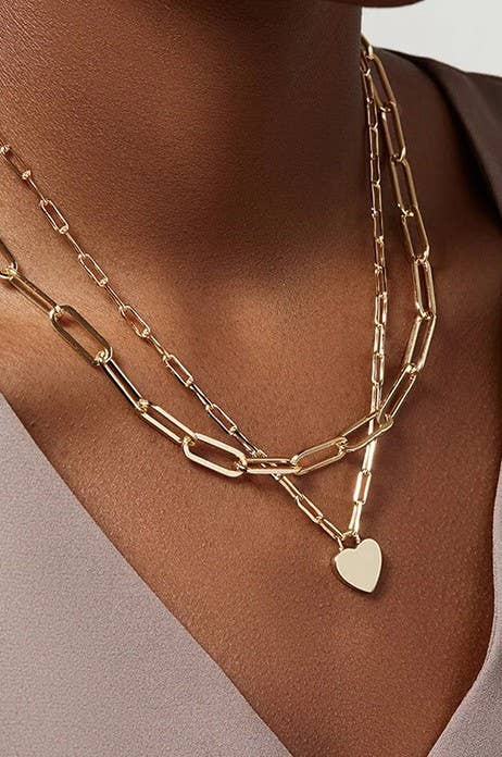 Love You More Layered Heart Necklace